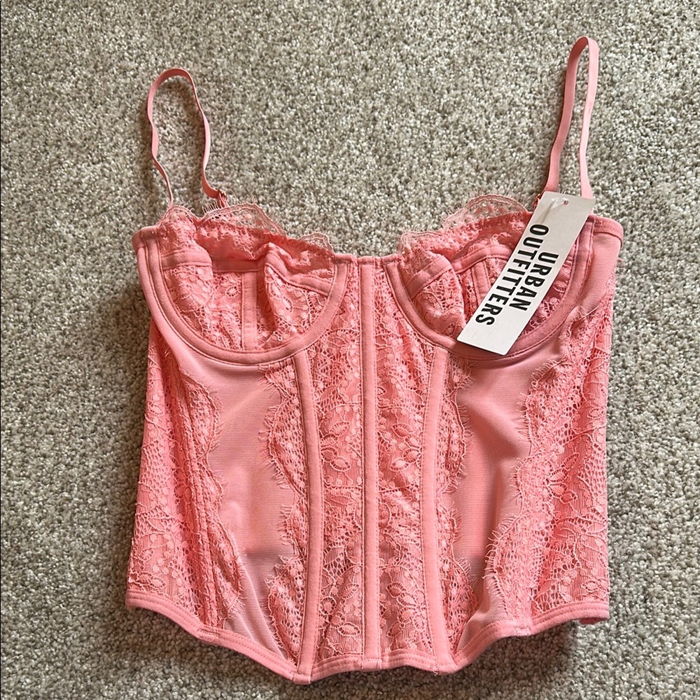 Urban Outfitters Pink Lace Corset Top